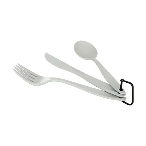 NWT Plastic Camping Mess Kit for 2: Collapsible Cups Plates Utensils Carry Bag - Picture 2 of 3